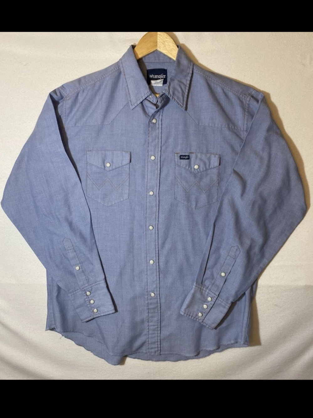 Wrangler Light Blue Men's Western Button-Down Shirt Medium Pearl Snap